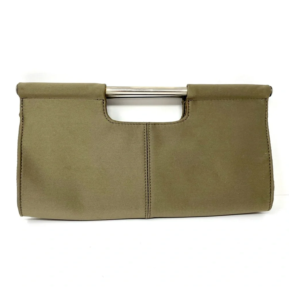 SACHI khaki green satin clutch / mini bag